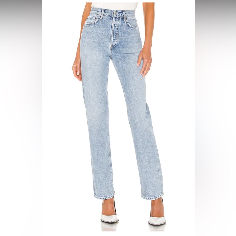 Agolde Women's Straight Leg Jeans in Light Blue Wash